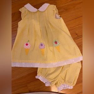 Vintage style girls 2pc seersucker set